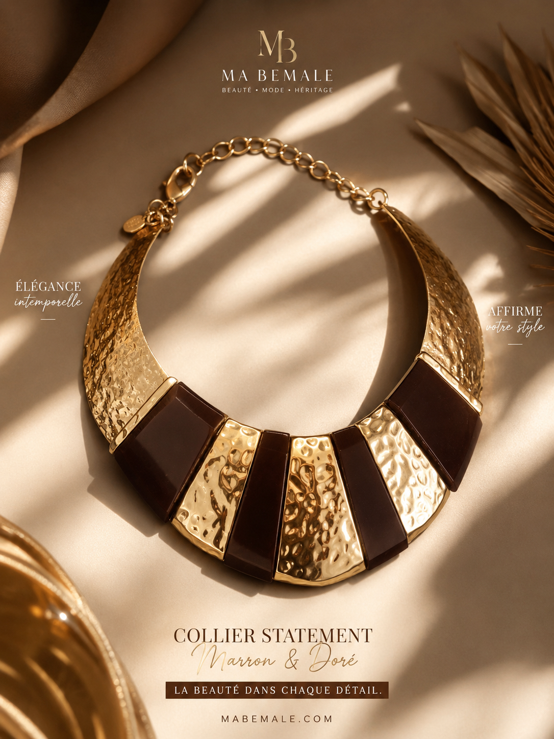 Collier Statement Marron & Doré