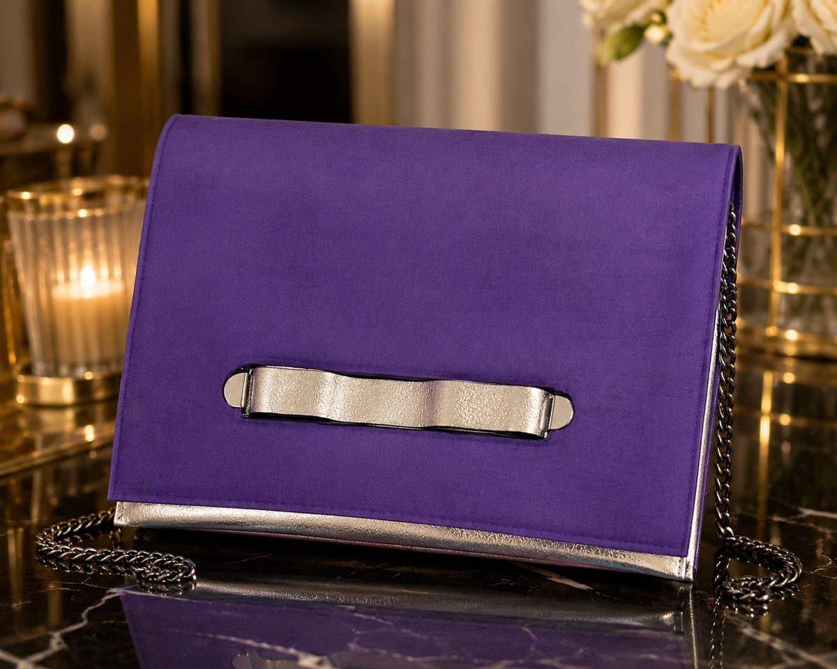 Pochette Bandoulière Bicolore — Violet & Argenté