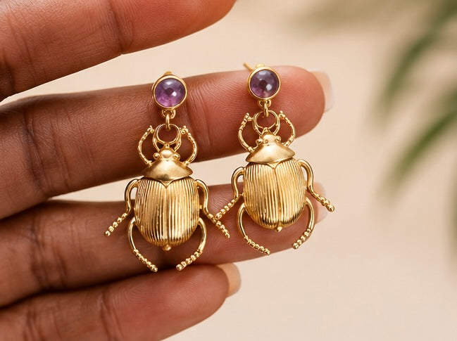 Parure Scarabée Sacré – Collier & Boucles d'oreilles