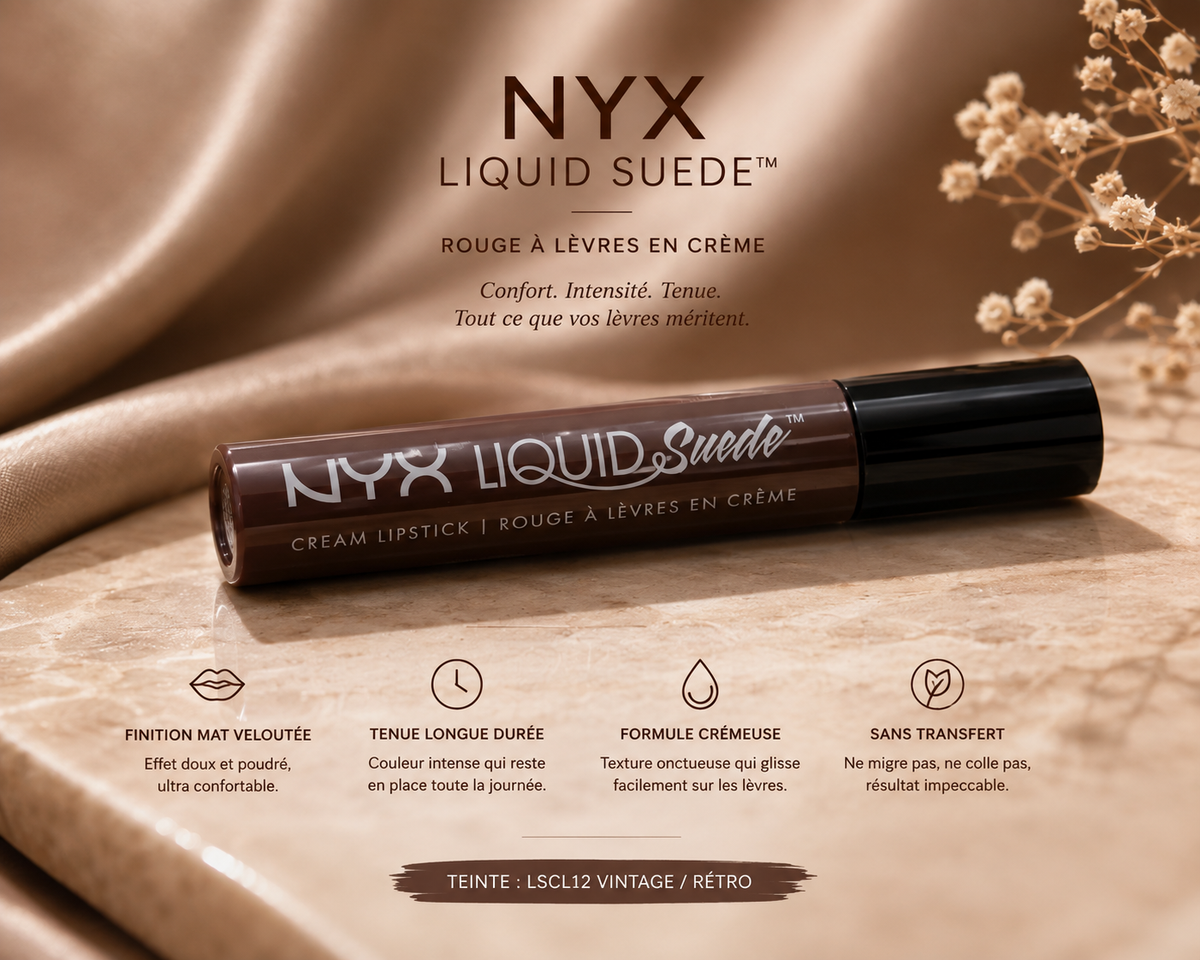 NYX Liquid Suede™ – Rouge à Lèvres en Crème | Teinte LSCL12 Vintage/Rétro