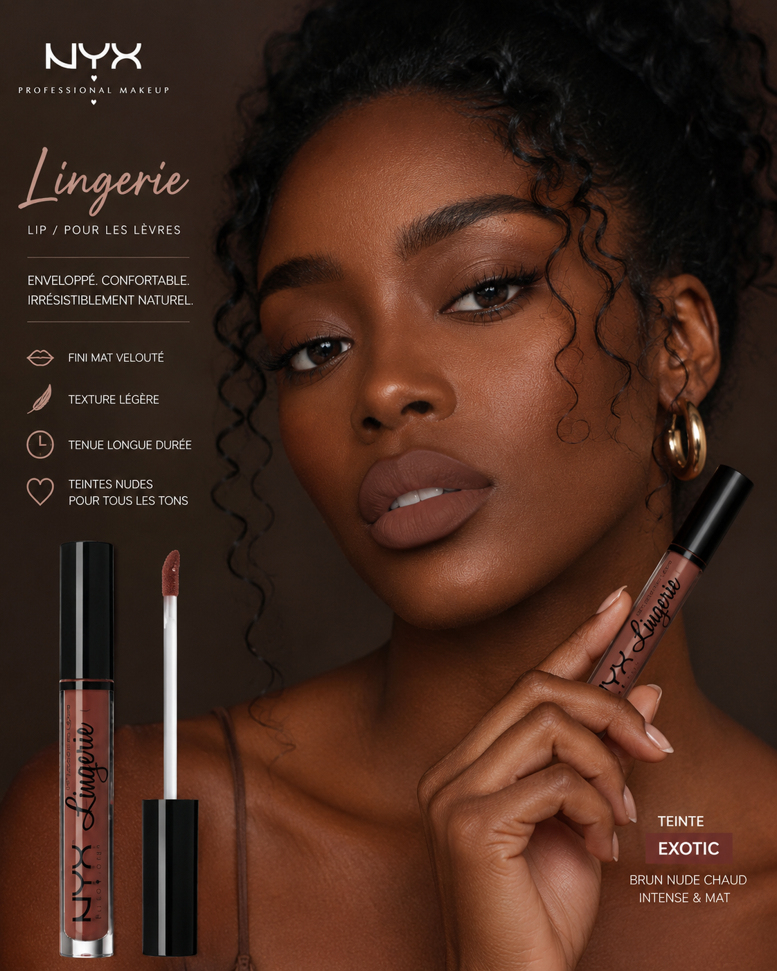 Rouge à Lèvres Liquide Mat — NYX Lip Lingerie | Teinte Exotic