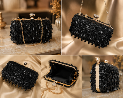 Pochette Noire Cristaux