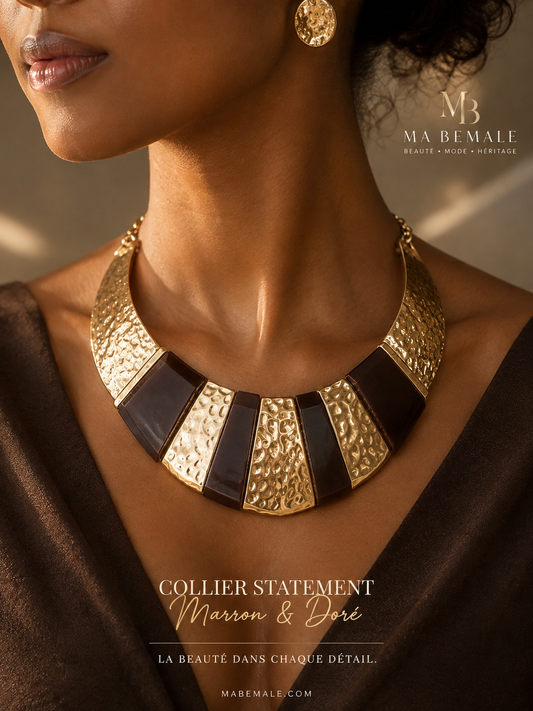 Collier Statement Marron & Doré