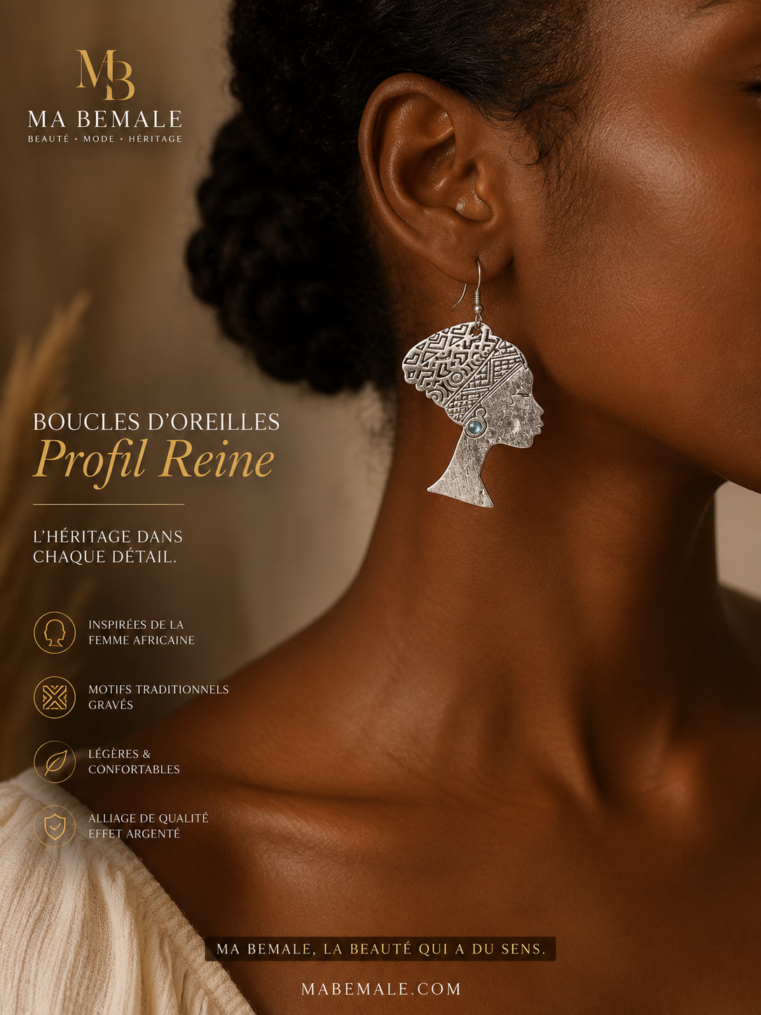 Boucles d'oreilles Profil Reine
