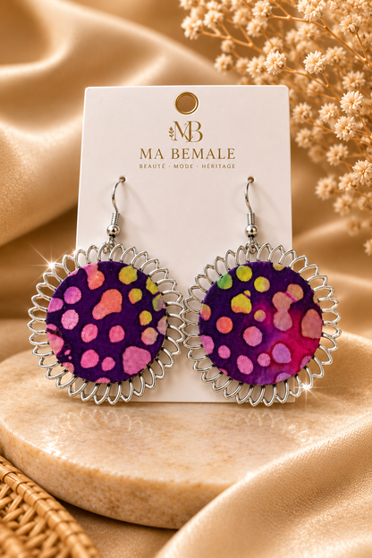 Boucles d'oreilles Soleil Wax Violet