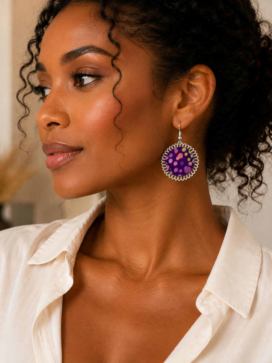 Boucles d'oreilles Soleil Wax Violet