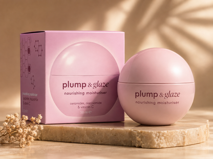 Plump & Glaze – Crème Hydratante Nourrissante | Céramides, Niacinamide & Vitamine C 50m
