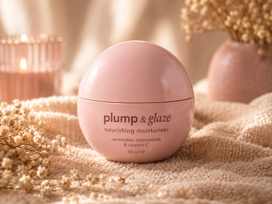 Plump & Glaze – Crème Hydratante Nourrissante | Céramides, Niacinamide & Vitamine C 50m