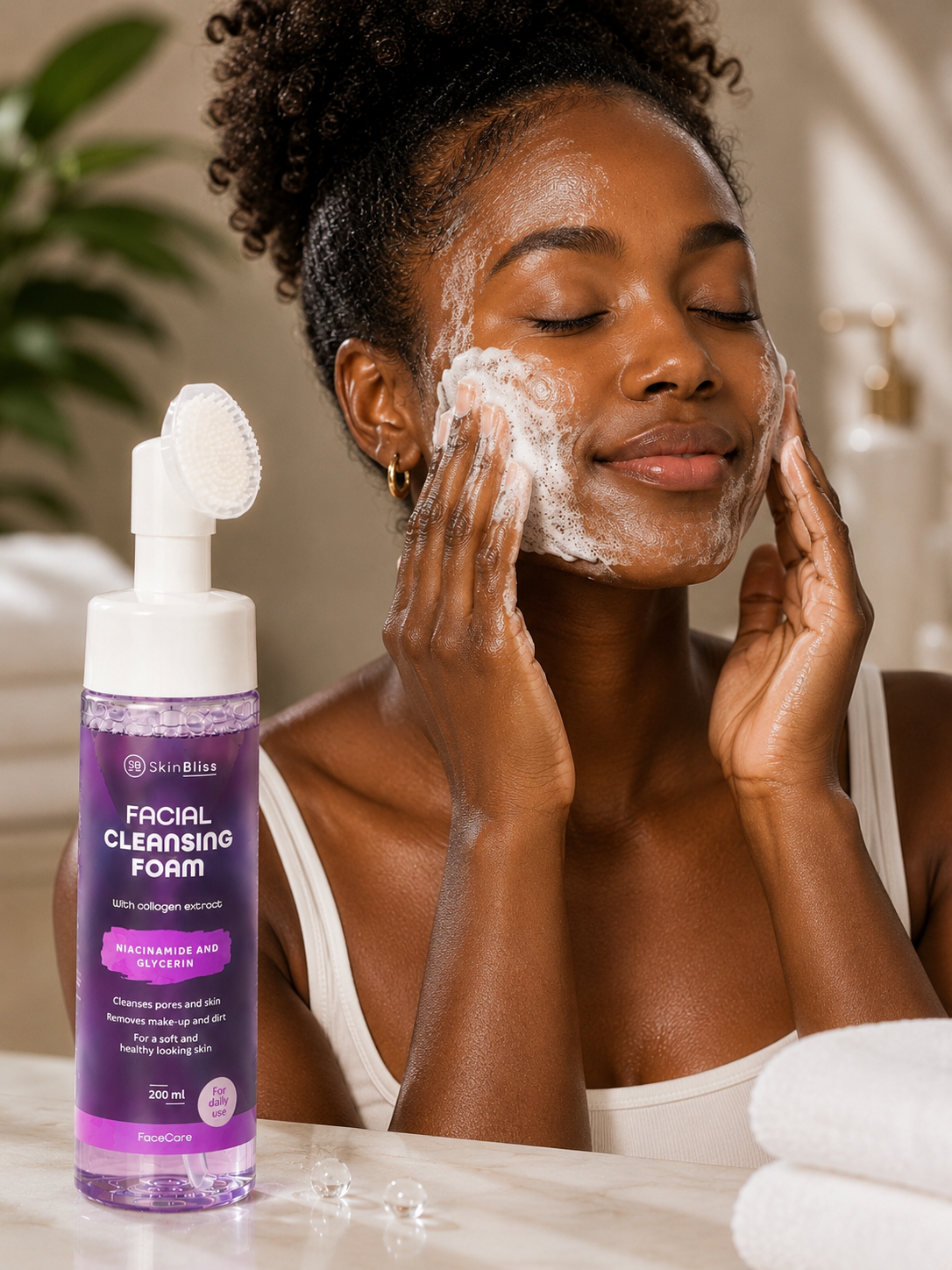 SkinBliss – Mousse Nettoyante Visage au Collagène | Niacinamide & Glycérine 200ml
