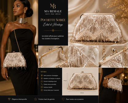 Pochette Soirée Éclat d'Héritage — Champagne & Sequins