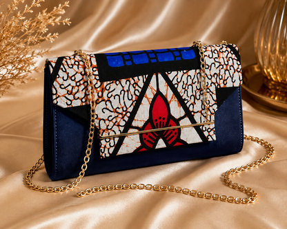Pochette Bandoulière Wax — Bleu Marine, Blanc & Rouge