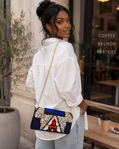 Pochette Bandoulière Wax — Bleu Marine, Blanc & Rouge