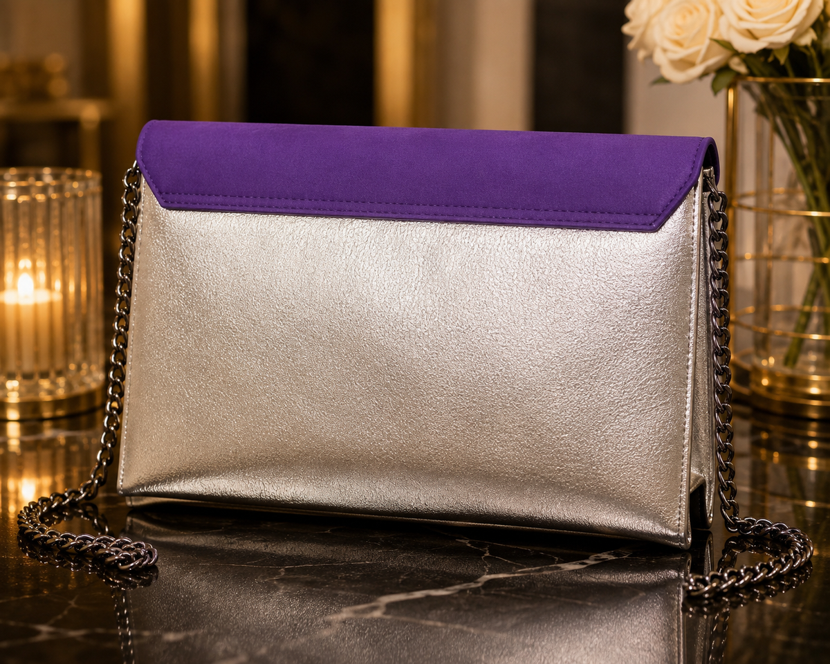 Pochette Bandoulière Bicolore — Violet & Argenté