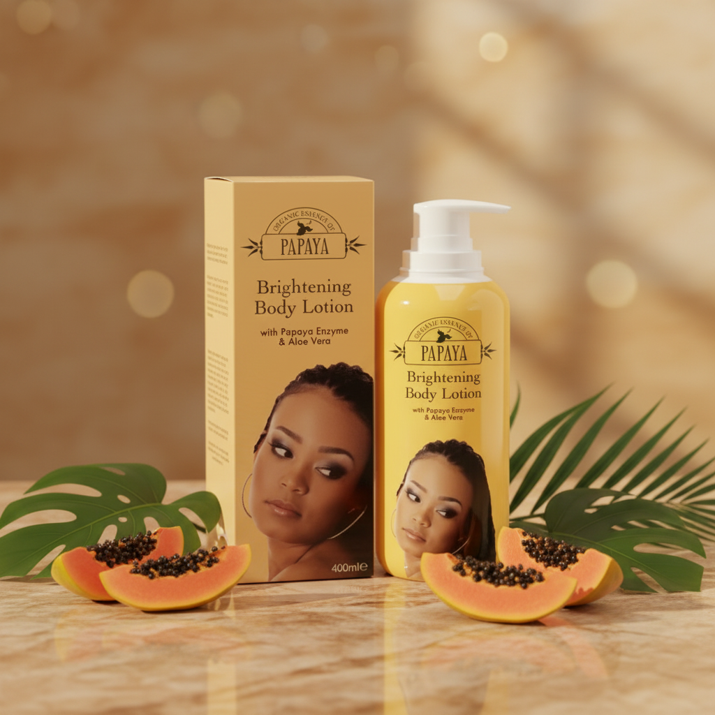 Lotion Corps Papaya - Boîte et flacon premium